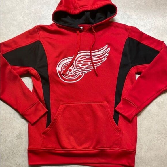 NHL unisex Detroit Red Wings Red Black Hoodie Sz M - Picture 1 of 5